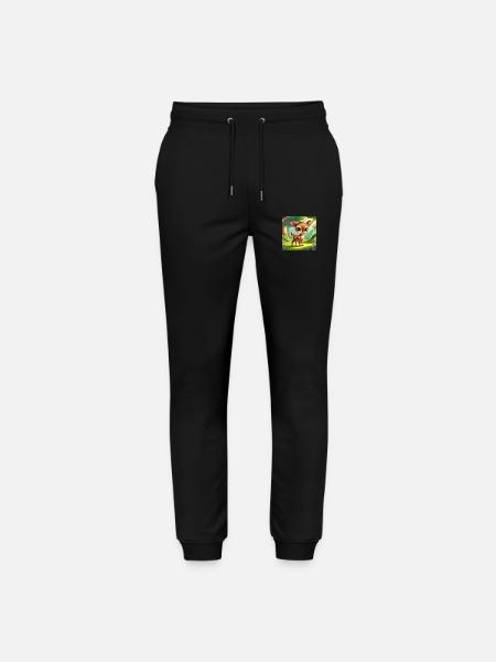 cartoon fawn - Stanley/Stella Mover Unisex Organic Jogging Trousers - black