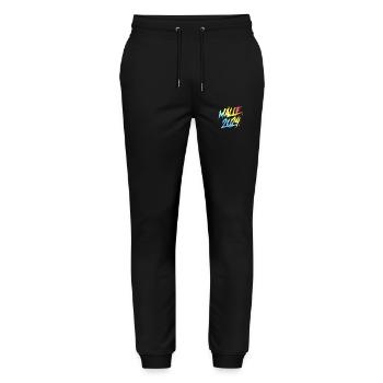 Malle 2024 Équipe de vacances colorée - Pantalon de jogging bio MOVER Stanley/Stella unisexe - noir - Devant - Marisol (170cm) & Nik (191cm)