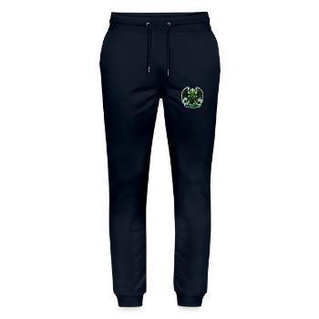 Lovecraftian Cthulhu toxic green tentacles - Stanley/Stella Mover Unisex Organic Jogging Trousers - navy - Front - Marisol (170cm) & Nik (191cm)