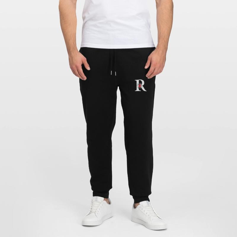 Red Floral Letter R Stanley/Stella Mover Unisex Organic Jogging Trousers