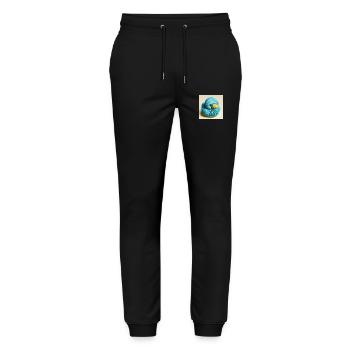 Duck 3D Hyperrealism Paper in Blue - Stanley/Stella Mover Unisex Organic Jogging Trousers - black - Front - Marisol (170cm) & Nik (191cm)