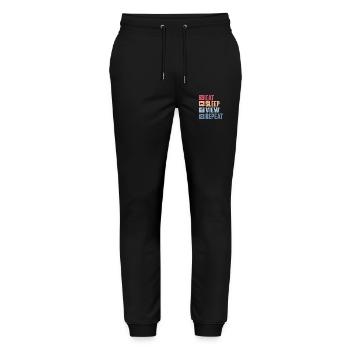 Eat Sleep View Repeat Stargazer Telescope Astronomer - Stanley/Stella Mover Unisex Organic Jogging Trousers - black - Front - Marisol (170cm) & Nik (191cm)