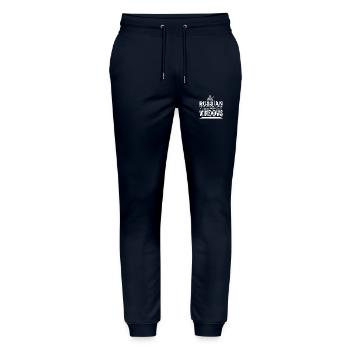 Russian for Beginners - Stay Away from Windows - Stanley/Stella Mover Unisex Organic Jogging Trousers - navy - Front - Marisol (170cm) & Nik (191cm)
