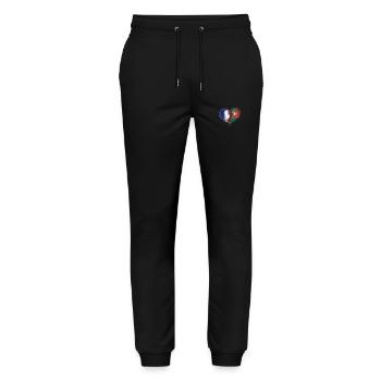 France Portugal Flag Coeur - Pantalon de jogging bio MOVER Stanley/Stella unisexe - noir - Devant - Marisol (170cm) & Nik (191cm)