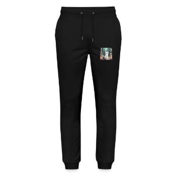 Anime Woodland Kitten - Stanley/Stella Mover Unisex Organic Jogging Trousers - black - Front - Marisol (170cm) & Nik (191cm)
