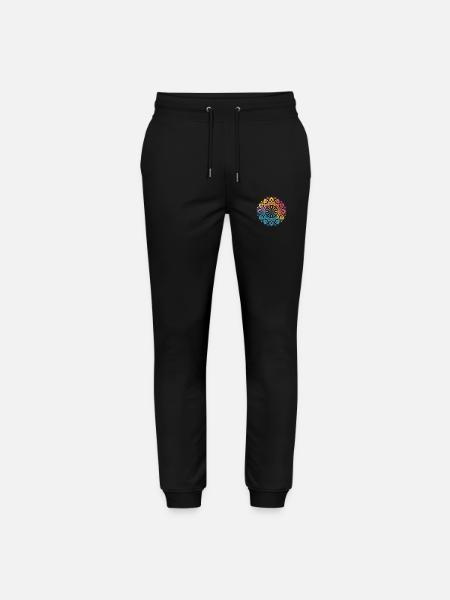 Rainbow Mandala - Stanley/Stella Mover Unisex Organic Jogging Trousers - black