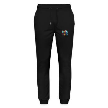 Colorful budgies - Stanley/Stella Mover Unisex Organic Jogging Trousers - black - Front - Marisol (170cm) & Nik (191cm)