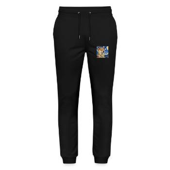 Shiba Inu Van Gogh - Stanley/Stella Unisex Bio Jogginghose Mover  - Schwarz - Vorne - Marisol (170cm) & Nik (191cm)
