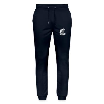 Zander Fisch springt elegant aus dem Wasser - Stanley/Stella Unisex Bio Jogginghose Mover  - Navy - Vorne - Marisol (170cm) & Nik (191cm)