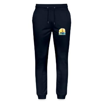 Catamaran Amour, Mer, Voile, Capitaine, Chat, Chat - Pantalon de jogging bio MOVER Stanley/Stella unisexe - marine - Devant - Marisol (170cm) & Nik (191cm)