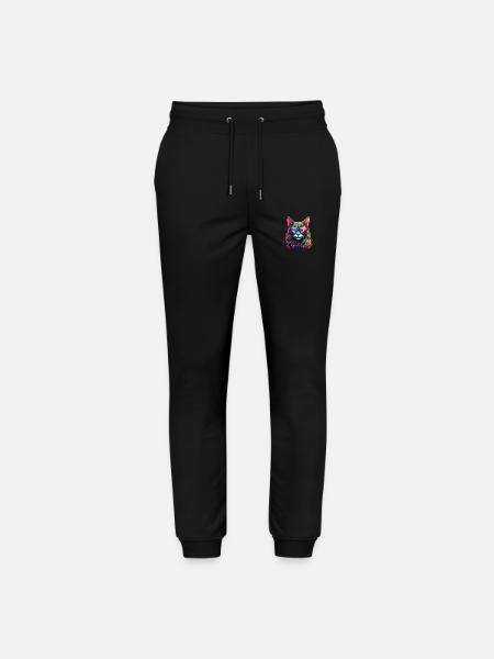 Cool Cat - Neon Vibes - Stanley/Stella Mover Unisex Organic Jogging Trousers - black