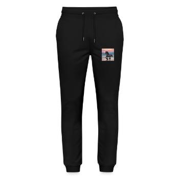Cheval frison sur la plage - Pantalon de jogging bio MOVER Stanley/Stella unisexe - noir - Devant - Marisol (170cm) & Nik (191cm)