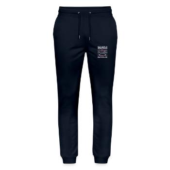 Sibling Love Offspring Taking Care of Children - Stanley/Stella Mover Unisex Organic Jogging Trousers - navy - Front - Marisol (170cm) & Nik (191cm)