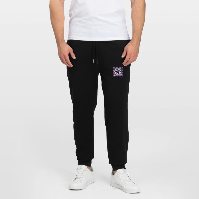 Creatively patterned blob on black and violet Stanley/Stella Mover Unisex Organic Jogging Trousers