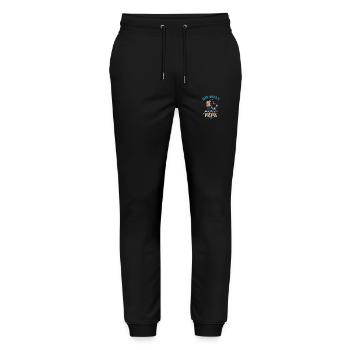 Die Welt ruft Reisender Papa - Stanley/Stella Unisex Bio Jogginghose Mover  - Schwarz - Vorne - Marisol (170cm) & Nik (191cm)