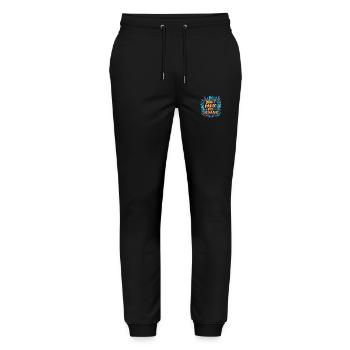 Don‘t panic - Stanley/Stella Unisex Bio Jogginghose Mover  - Schwarz - Vorne - Marisol (170cm) & Nik (191cm)