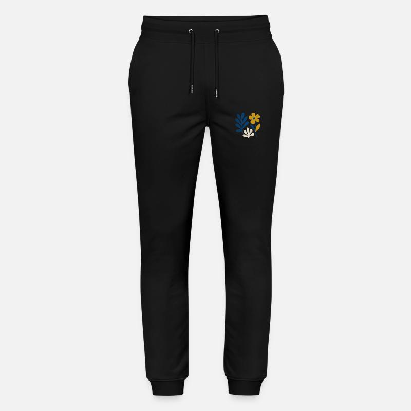 Composition florale – Bleu & Moutarde - Pantalon de jogging bio MOVER Stanley/Stella unisexe - noir