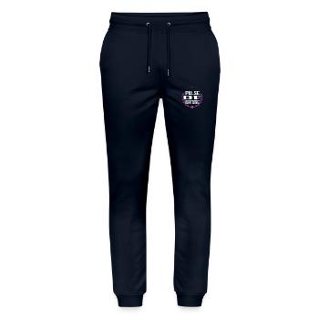 Happy Beating Heart Pristine Geek dictons drôles - Pantalon de jogging bio MOVER Stanley/Stella unisexe - marine - Devant - Marisol (170cm) & Nik (191cm)