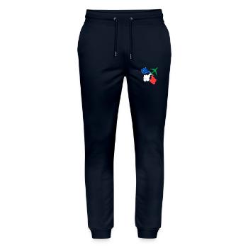 Militärflugzeug Patrouille de France - Stanley/Stella Unisex Bio Jogginghose Mover  - Navy - Vorne - Marisol (170cm) & Nik (191cm)