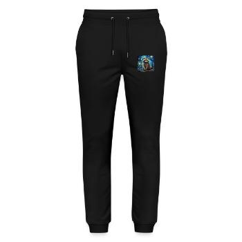 Raccoon, Van Gogh, Starry Night, Animal - Stanley/Stella Mover Unisex Organic Jogging Trousers - black - Front - Marisol (170cm) & Nik (191cm)
