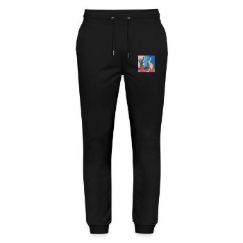 hase, kaninchen, bunt, tier, geschenk - Stanley/Stella Unisex Bio Jogginghose Mover  - Schwarz - Vorne - Marisol (170cm) & Nik (191cm)