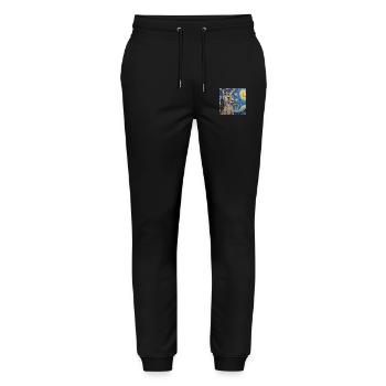 Känguru, van gogh, sternennacht - Stanley/Stella Unisex Bio Jogginghose Mover  - Schwarz - Vorne - Marisol (170cm) & Nik (191cm)
