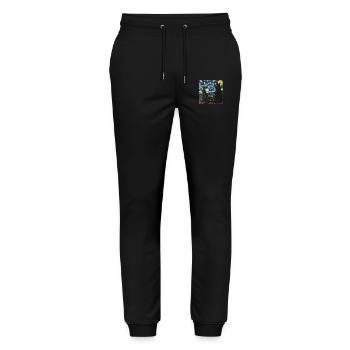 schwarze katze, katze, tier, van gogh, sternenacht - Stanley/Stella Unisex Bio Jogginghose Mover  - Schwarz - Vorne - Marisol (170cm) & Nik (191cm)