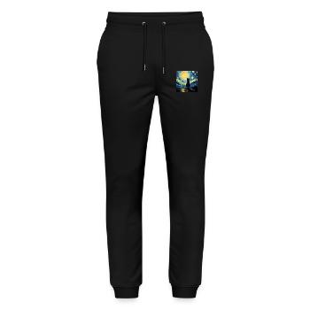 Cat, Cat Motif, Van Gogh, Starry Night - Stanley/Stella Mover Unisex Organic Jogging Trousers - black - Front - Marisol (170cm) & Nik (191cm)