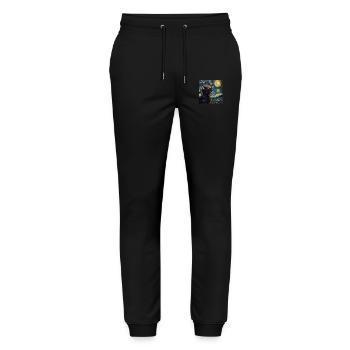 Cat, Cat Motif, Van Gogh, Starry Night - Stanley/Stella Mover Unisex Organic Jogging Trousers - black - Front - Marisol (170cm) & Nik (191cm)