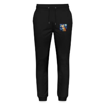 Cat, Cat Motif, Van Gogh, Starry Night - Stanley/Stella Mover Unisex Organic Jogging Trousers - black - Front - Marisol (170cm) & Nik (191cm)
