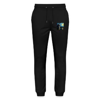 Chat, Motif De Chat, Van Gogh, Nuit Étoilée - Pantalon de jogging bio MOVER Stanley/Stella unisexe - noir - Devant - Marisol (170cm) & Nik (191cm)