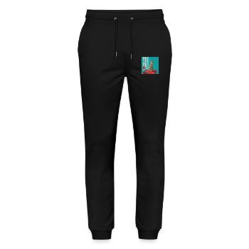 Katze, katzenmotiv, popart, geschenk, geschenkidee - Stanley/Stella Unisex Bio Jogginghose Mover  - Schwarz - Vorne - Marisol (170cm) & Nik (191cm)