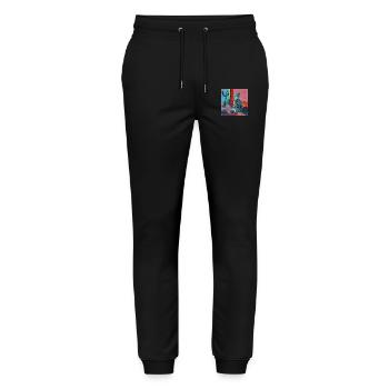 Katze, katzenmotiv, popart, geschenk, geschenkidee - Stanley/Stella Unisex Bio Jogginghose Mover  - Schwarz - Vorne - Marisol (170cm) & Nik (191cm)