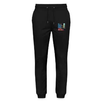 Katze, katzenmotiv, popart, geschenk, geschenkidee - Stanley/Stella Unisex Bio Jogginghose Mover  - Schwarz - Vorne - Marisol (170cm) & Nik (191cm)