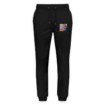 Katze, katzenmotiv, popart, geschenk, geschenkidee - Stanley/Stella Unisex Bio Jogginghose Mover  - Schwarz - Vorne - Marisol (170cm) & Nik (191cm)