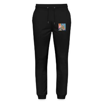 Chat, motif chat, pop art, cadeau, idée cadeau - Pantalon de jogging bio MOVER Stanley/Stella unisexe - noir - Devant - Marisol (170cm) & Nik (191cm)