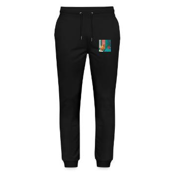 Chat, motif chat, pop art, cadeau, idée cadeau - Pantalon de jogging bio MOVER Stanley/Stella unisexe - noir - Devant - Marisol (170cm) & Nik (191cm)