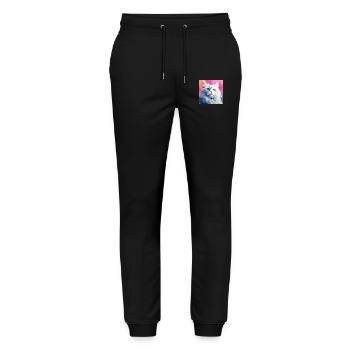 chat, motif de chat, anime, cadeau, idées cadeaux - Pantalon de jogging bio MOVER Stanley/Stella unisexe - noir - Devant - Marisol (170cm) & Nik (191cm)