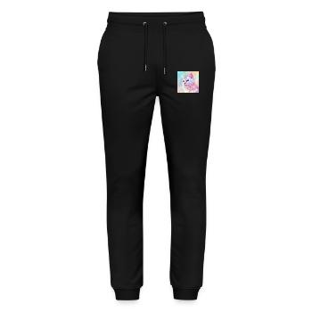 chat, motif de chat, anime, cadeau, idées cadeaux - Pantalon de jogging bio MOVER Stanley/Stella unisexe - noir - Devant - Marisol (170cm) & Nik (191cm)