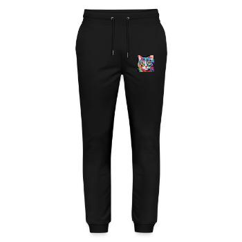 Chat, motif chat, pop art, cadeau, idée cadeau - Pantalon de jogging bio MOVER Stanley/Stella unisexe - noir - Devant - Marisol (170cm) & Nik (191cm)