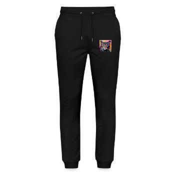 Katze, katzenmotiv, popart, geschenk, geschenkidee - Stanley/Stella Unisex Bio Jogginghose Mover  - Schwarz - Vorne - Marisol (170cm) & Nik (191cm)