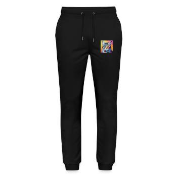 Cat, cat motif, pop art, gift, gift idea - Stanley/Stella Mover Unisex Organic Jogging Trousers - black - Front - Marisol (170cm) & Nik (191cm)