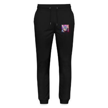 Katze, katzenmotiv, popart, geschenk, geschenkidee - Stanley/Stella Unisex Bio Jogginghose Mover  - Schwarz - Vorne - Marisol (170cm) & Nik (191cm)
