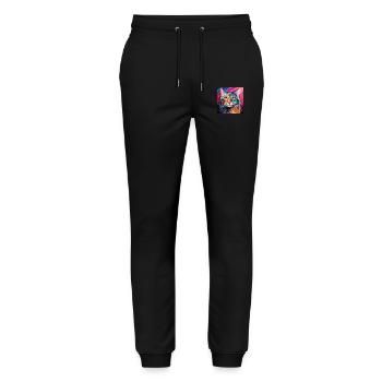 Katze, katzenmotiv, popart, geschenk, geschenkidee - Stanley/Stella Unisex Bio Jogginghose Mover  - Schwarz - Vorne - Marisol (170cm) & Nik (191cm)