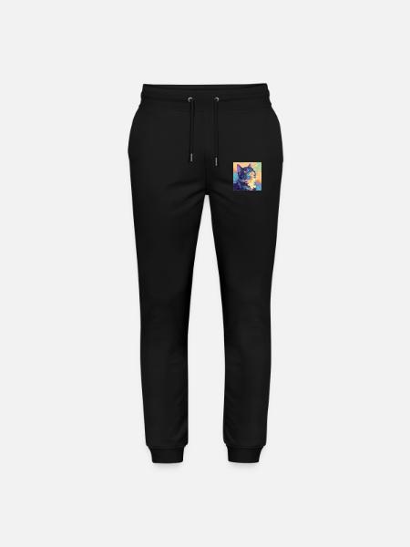 Cat, Cat Motif - Stanley/Stella Mover Unisex Organic Jogging Trousers - black