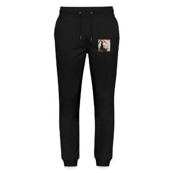 Japonais, Samouraï, Cerisier en fleurs, Art, Ukiyo-e - Pantalon de jogging bio MOVER Stanley/Stella unisexe - noir - Devant - Marisol (170cm) & Nik (191cm)