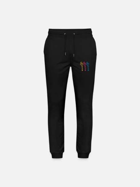 3 Funny comic cartoon giraffes in bright colors - Stanley/Stella Mover Unisex Organic Jogging Trousers - black