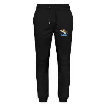 Big Bass, Fishing Gift, Fisherman Cool Gift, Fish - Stanley/Stella Mover Unisex Organic Jogging Trousers - black - Front - Marisol (170cm) & Nik (191cm)