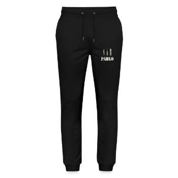 Pablo Escobar Kokain - Stanley/Stella Unisex Bio Jogginghose Mover  - Schwarz - Vorne - Marisol (170cm) & Nik (191cm)