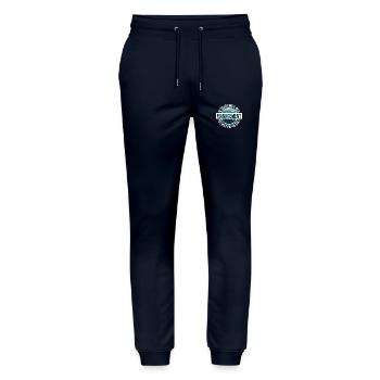 Pensioniert unter neuer Leitung Siehe Ehefrau für Details - Stanley/Stella Unisex Bio Jogginghose Mover  - Navy - Vorne - Marisol (170cm) & Nik (191cm)